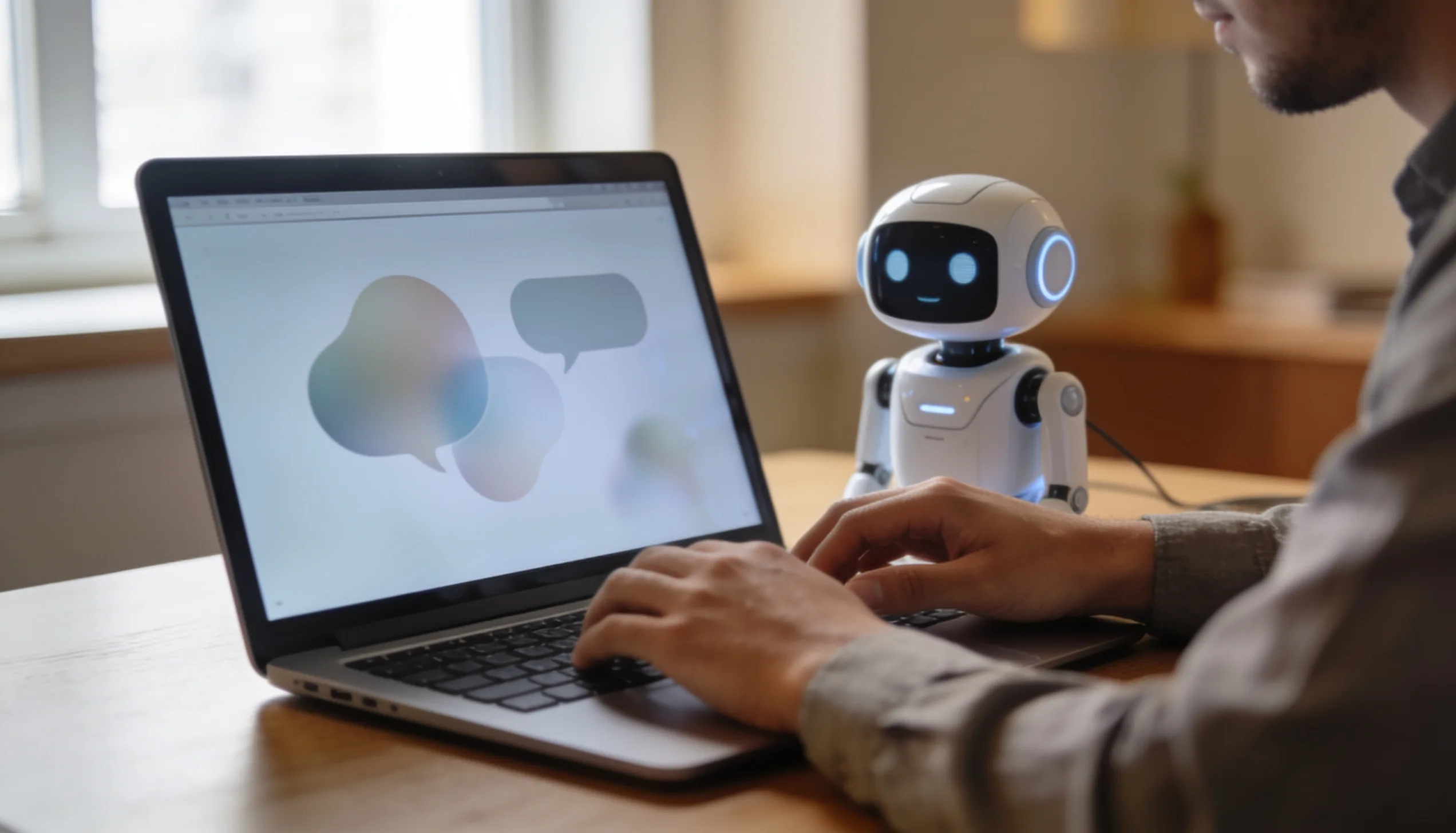Person using an AI chatbot that generates answers from web sources