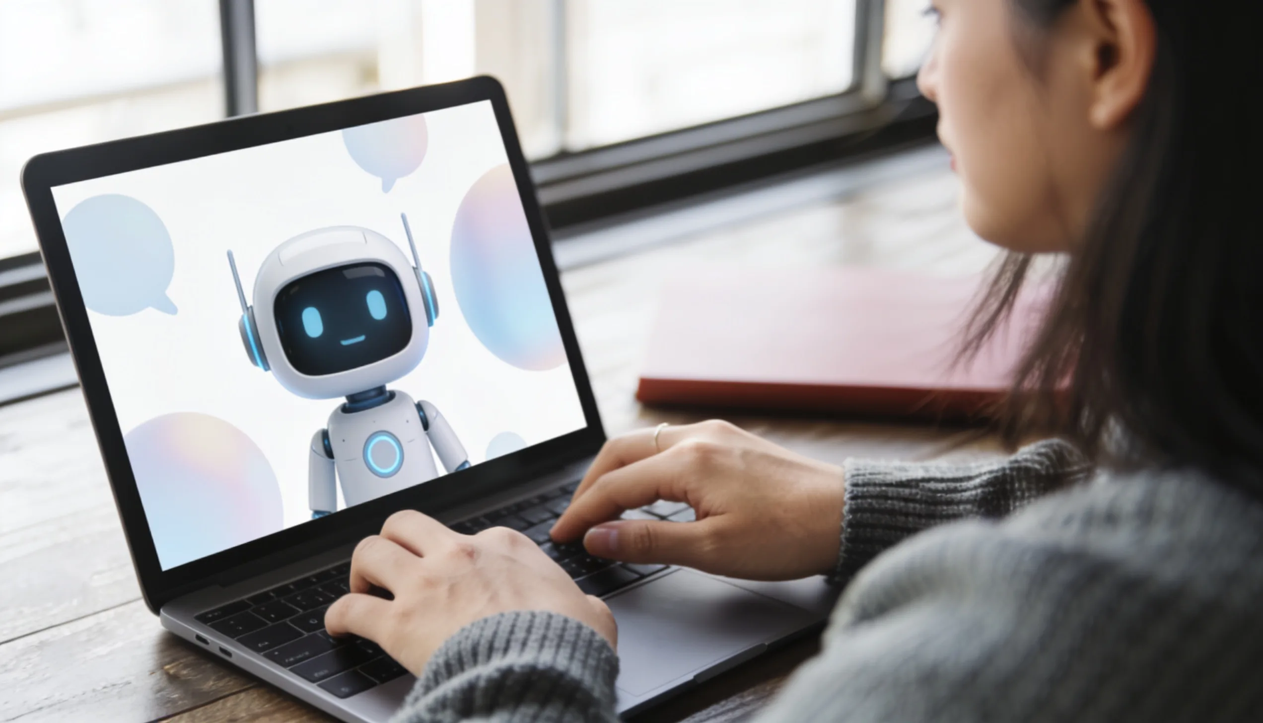 Person typing a question into an AI chatbot instead of a search engine