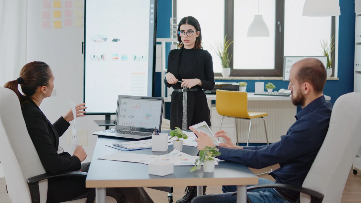 Team reviewing analytics in a meeting