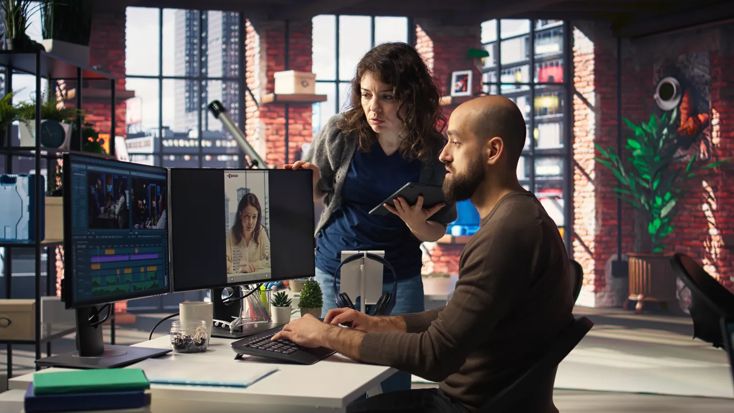 Marketer using AI-powered software to edit and optimise content