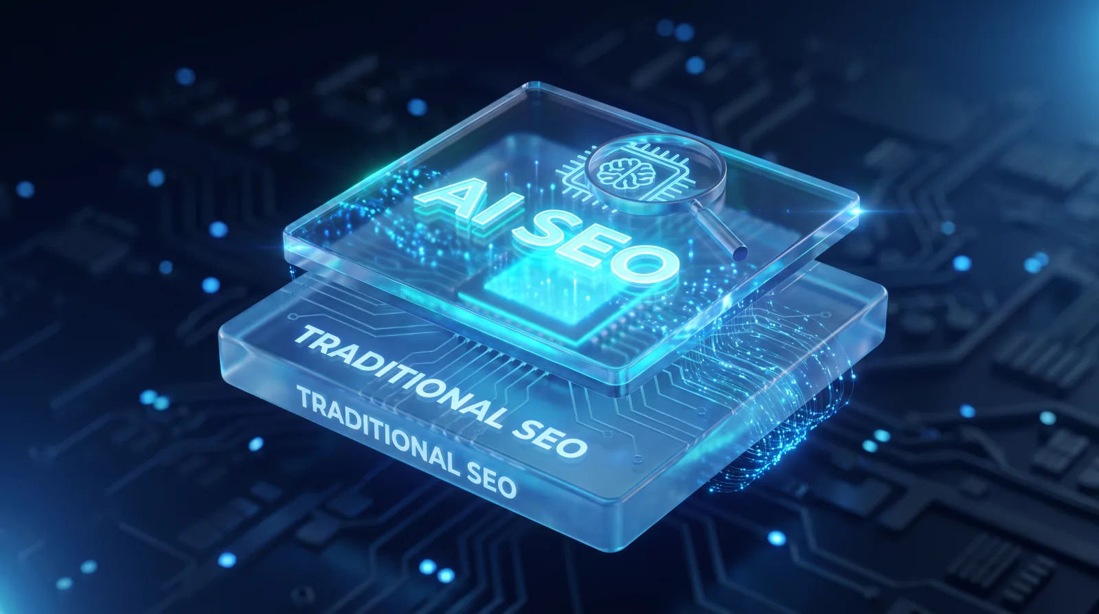 Illustration of AI SEO built on top of traditional SEO