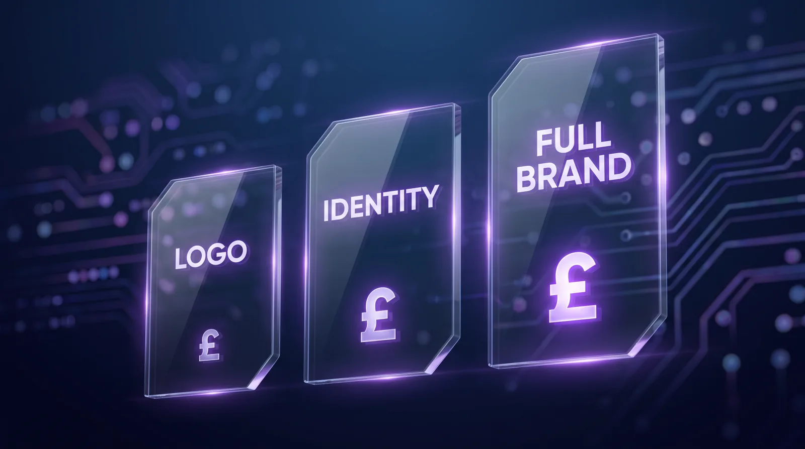 Illustration of branding tiers from logo to full brand with rising cost