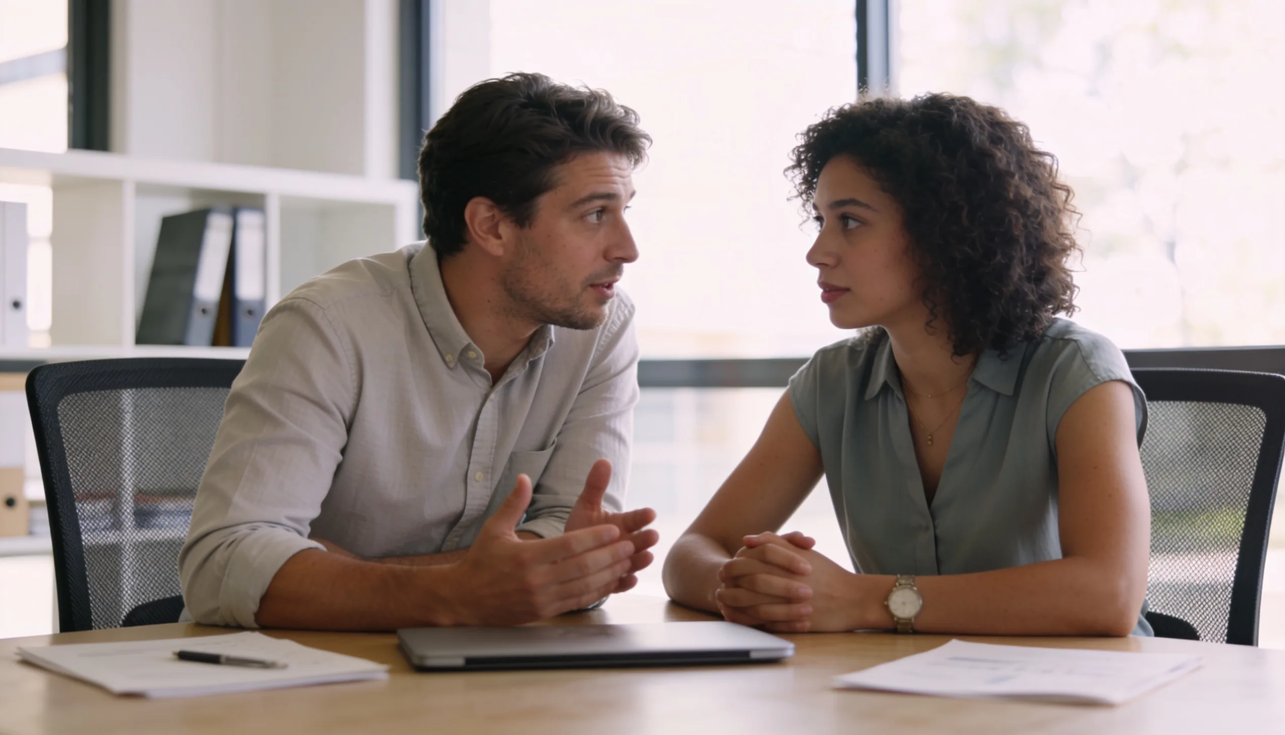 Business owner asking a digital marketing agency questions during a consultation meeting