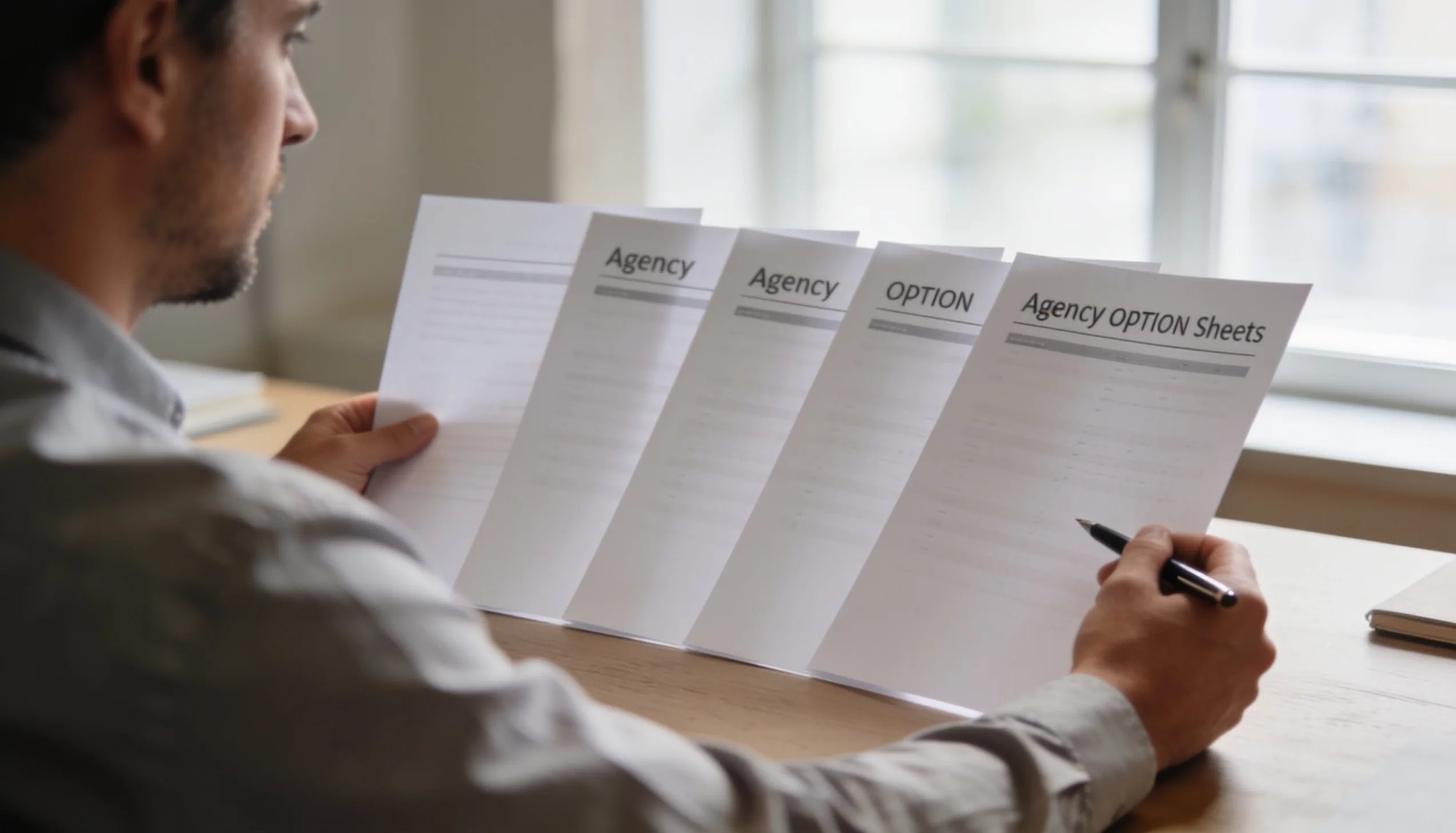 Agency comparison scorecard rating options on results, seniority, reporting and value
