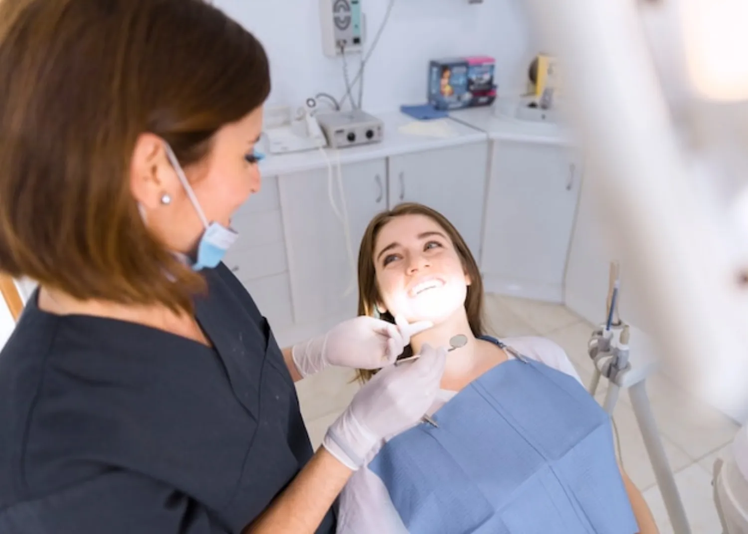 Happy dental patient having a check-up