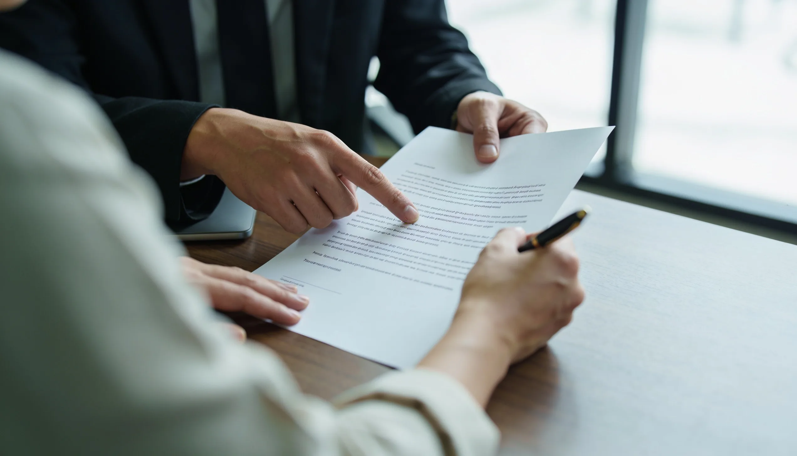 Consultant highlighting the key terms of a digital marketing agency contract