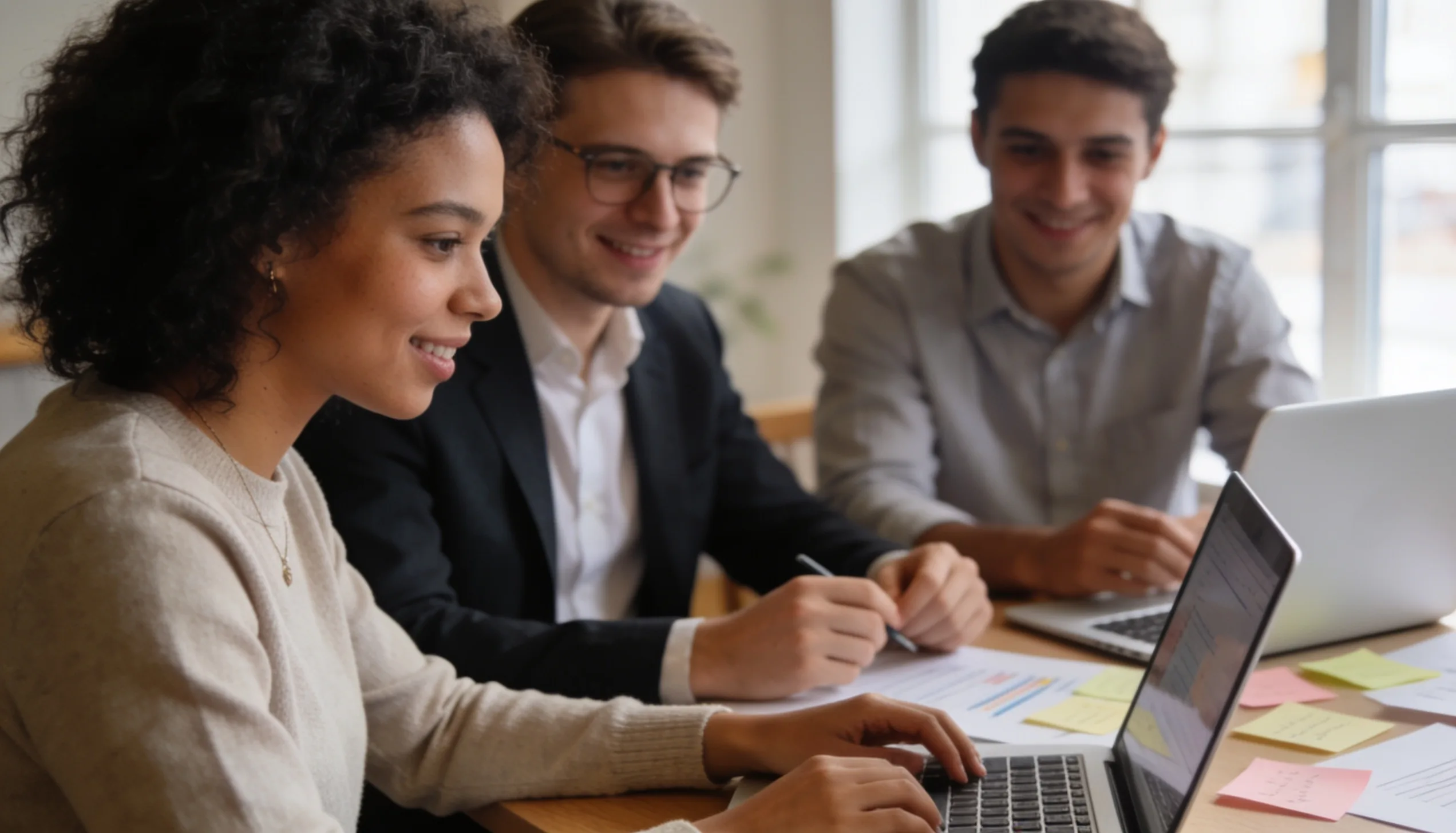 Small business team planning their marketing channel strategy together