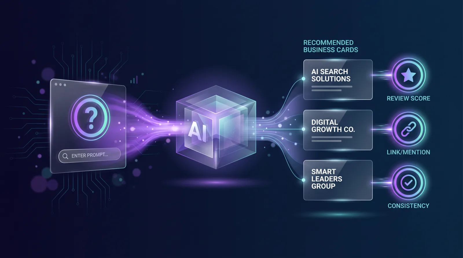 AI recommending businesses that share strong reviews, third-party mentions and consistency