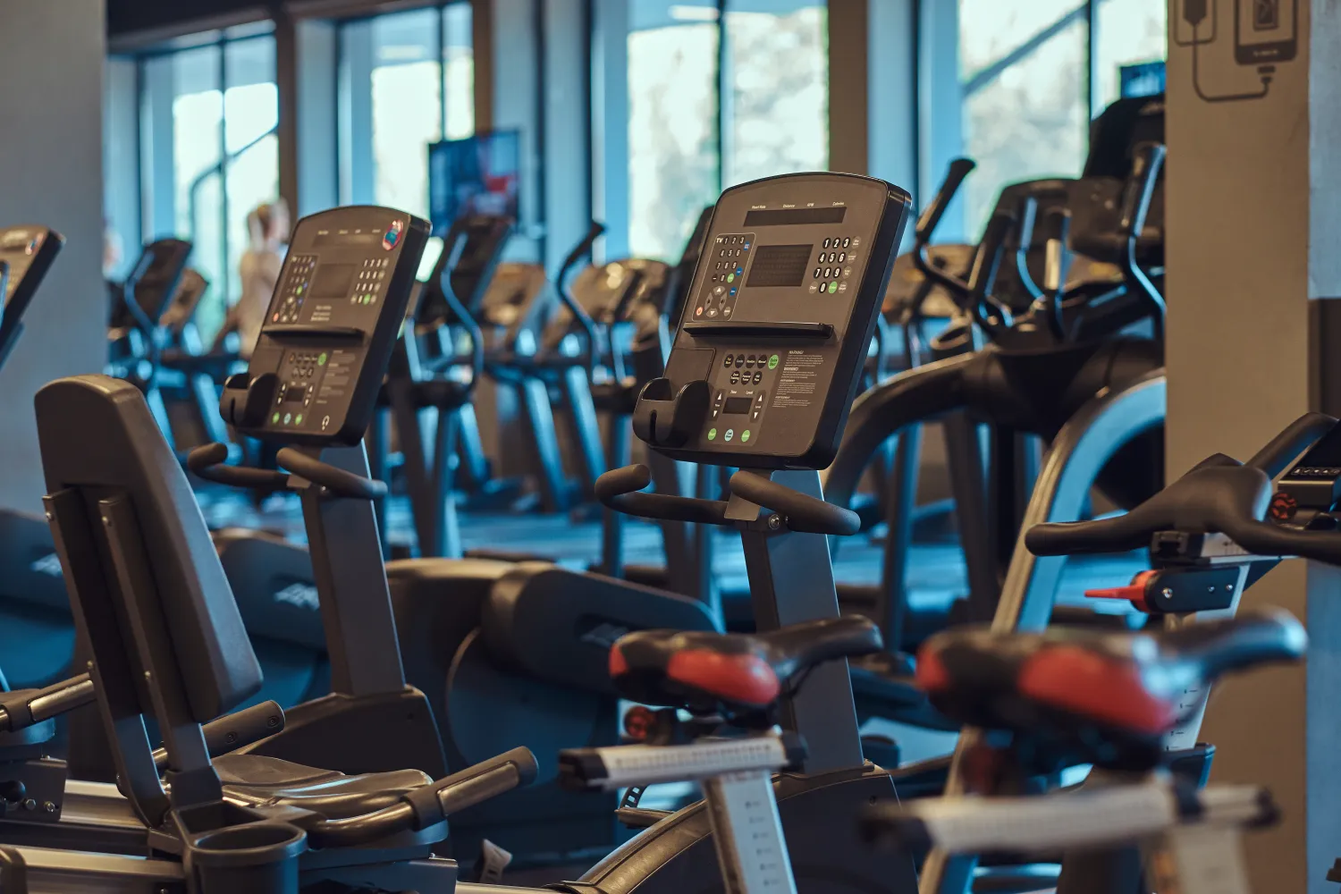 Modern gym interior with cardio equipment