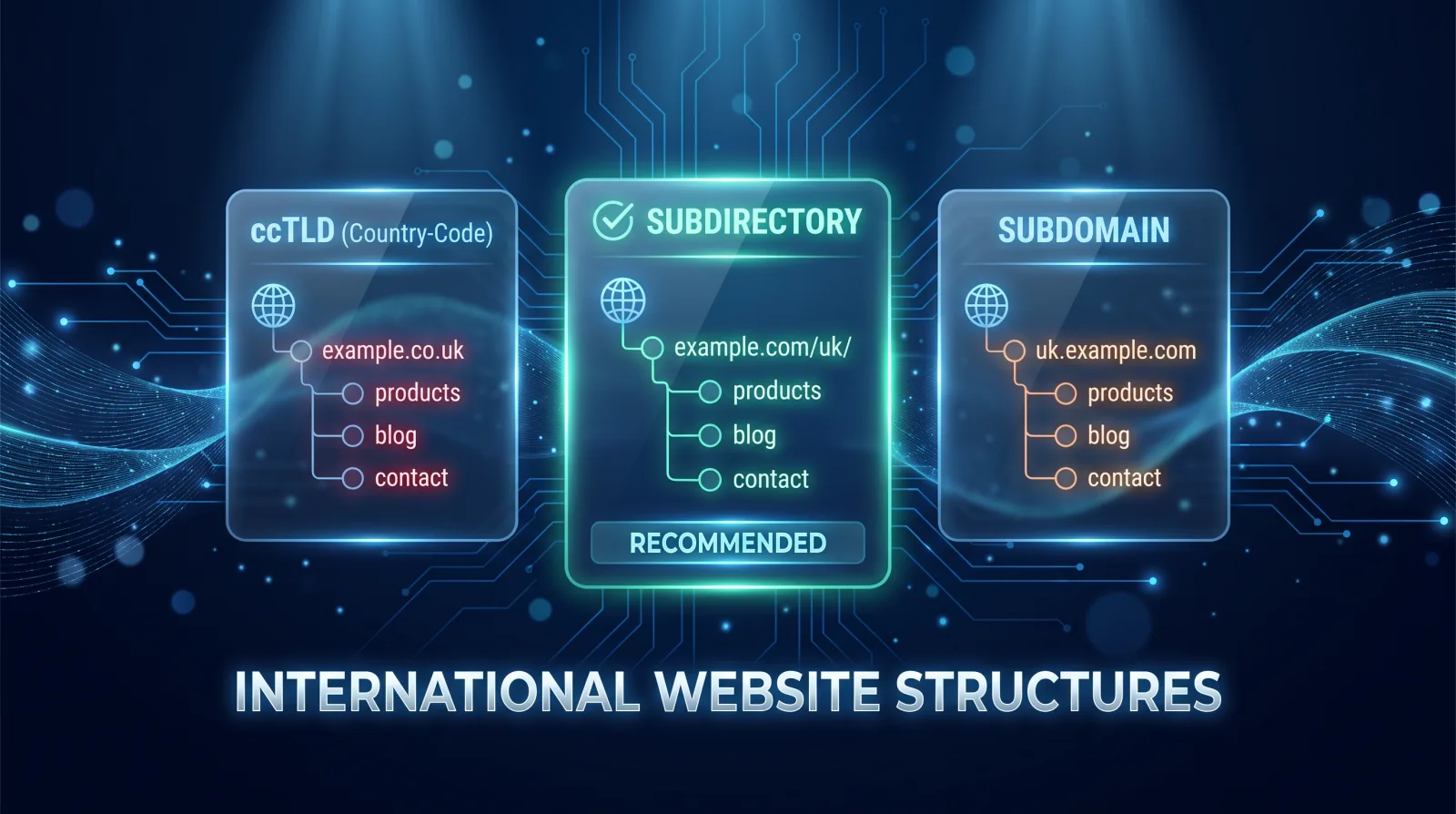 Comparison of international website structures: country-code domains, subdirectories and subdomains