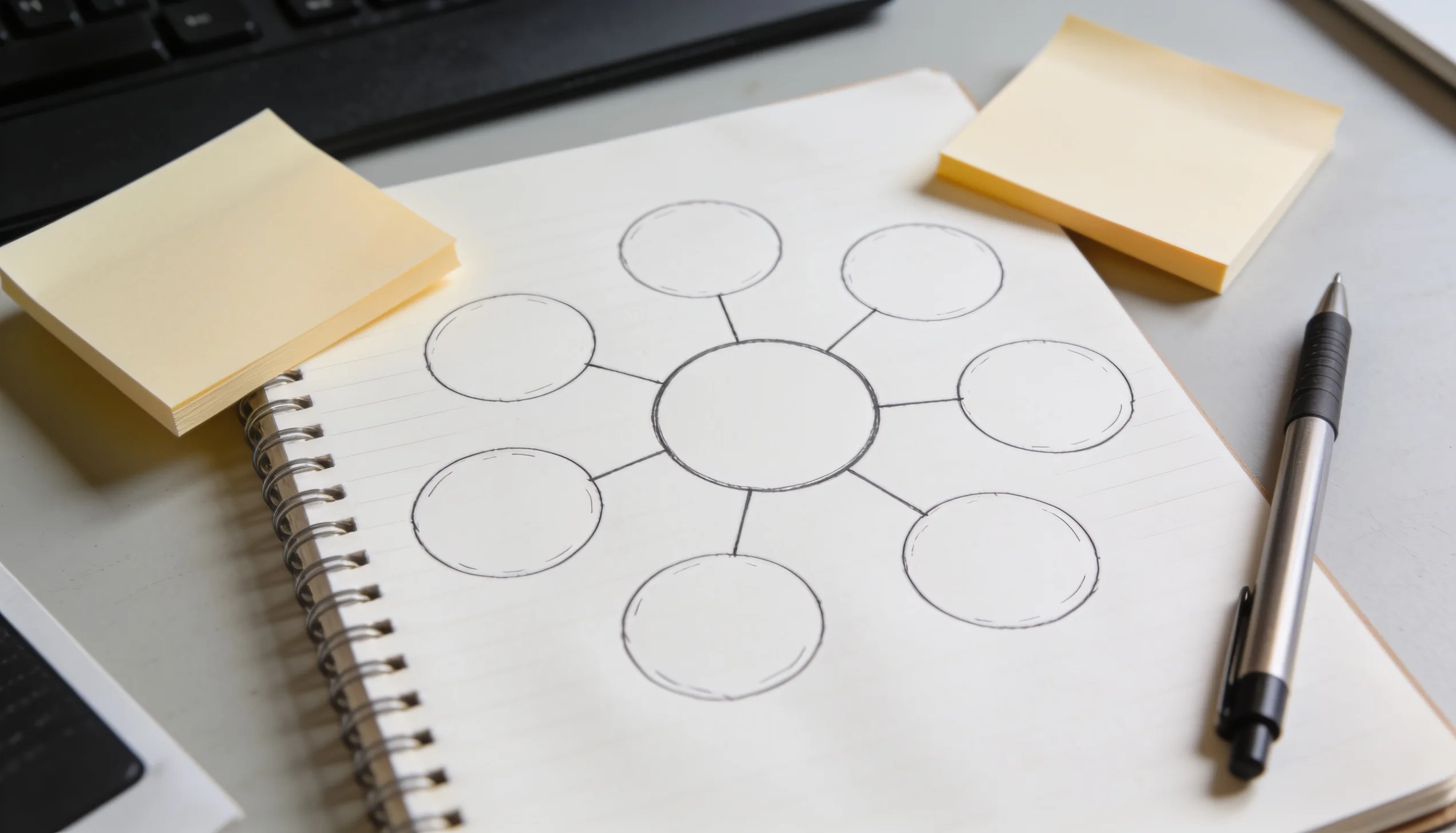 Keyword cluster map grouping search terms by intent around a central topic