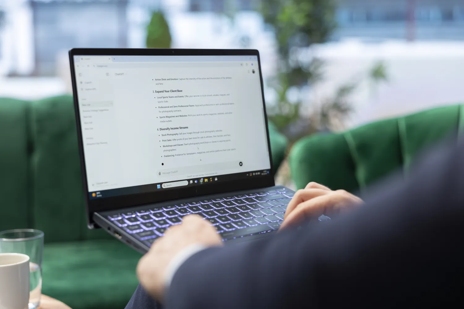 AI assistant answering a question on a laptop