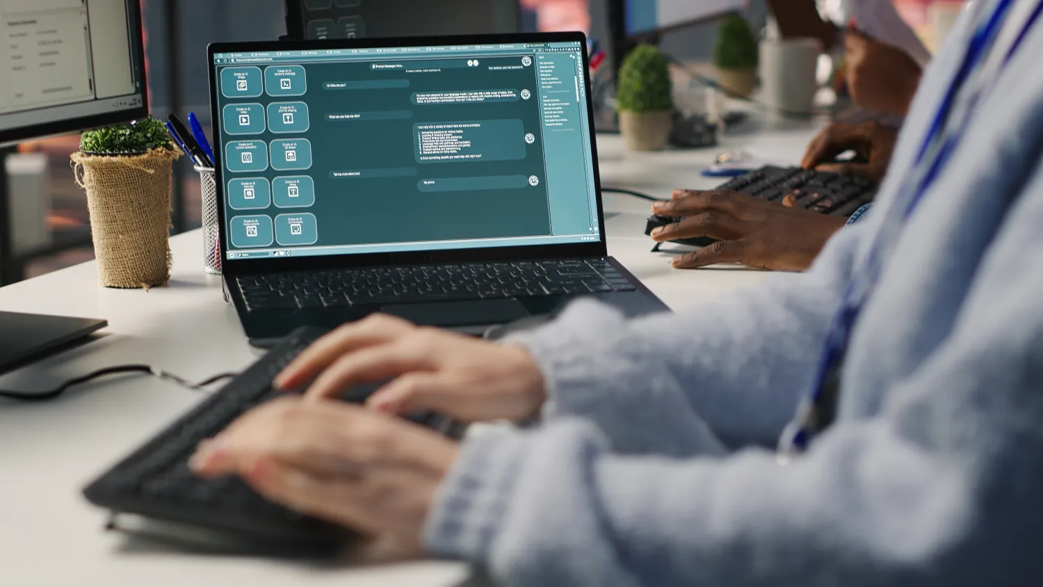 Person using an AI assistant at work