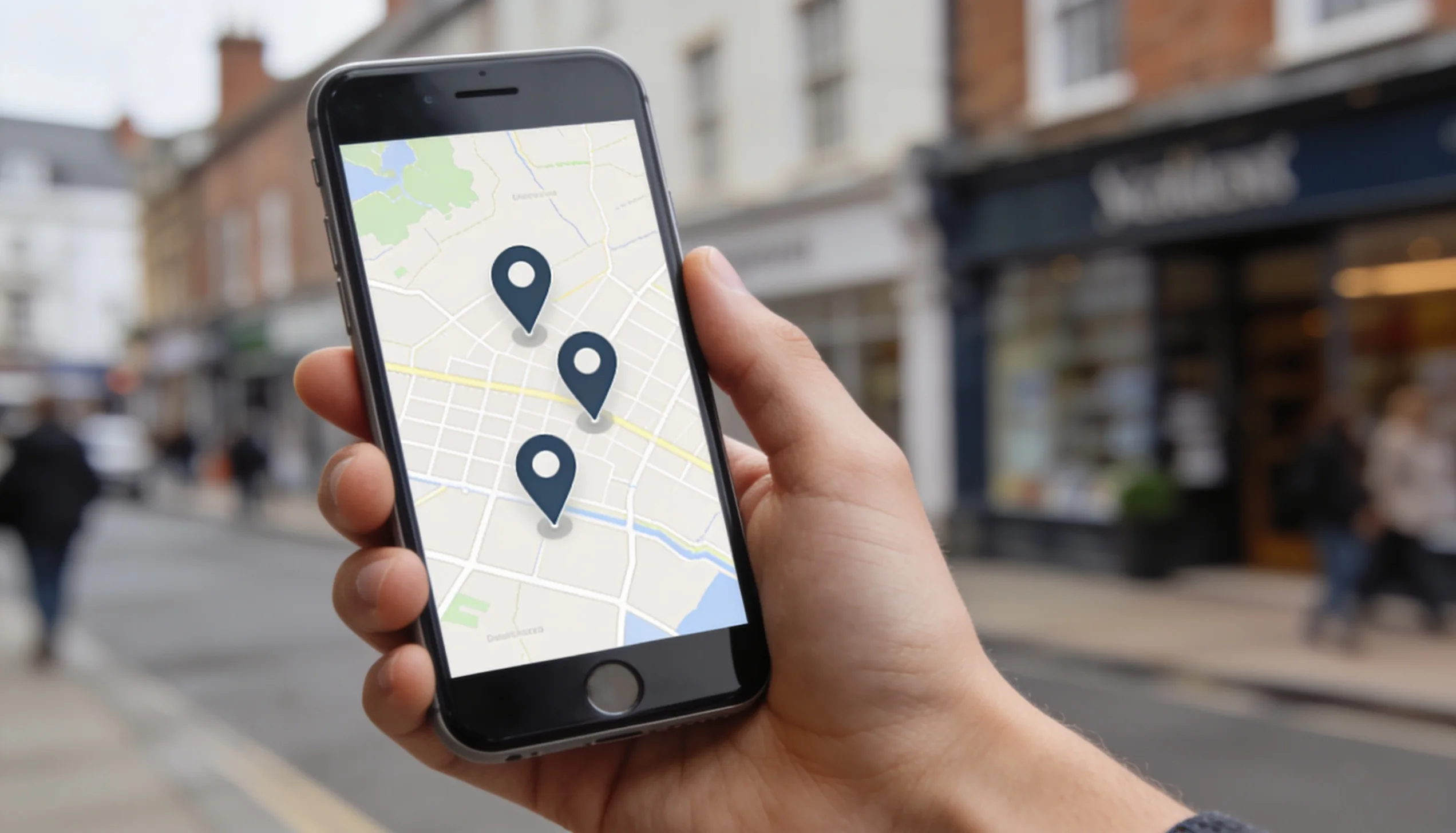 Google local pack showing the top three pinned business listings on a map