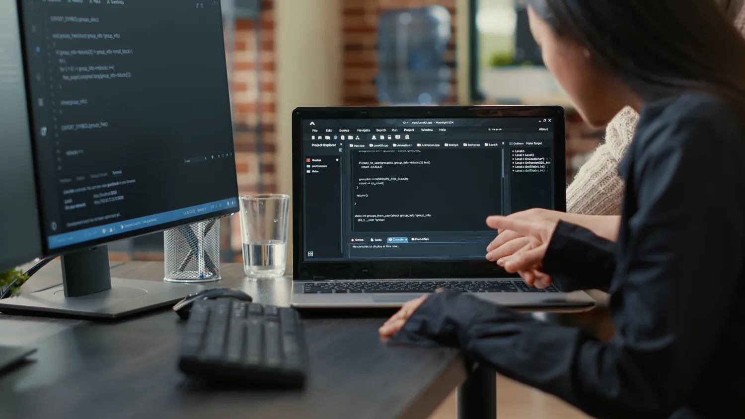 Developer working at a code editor