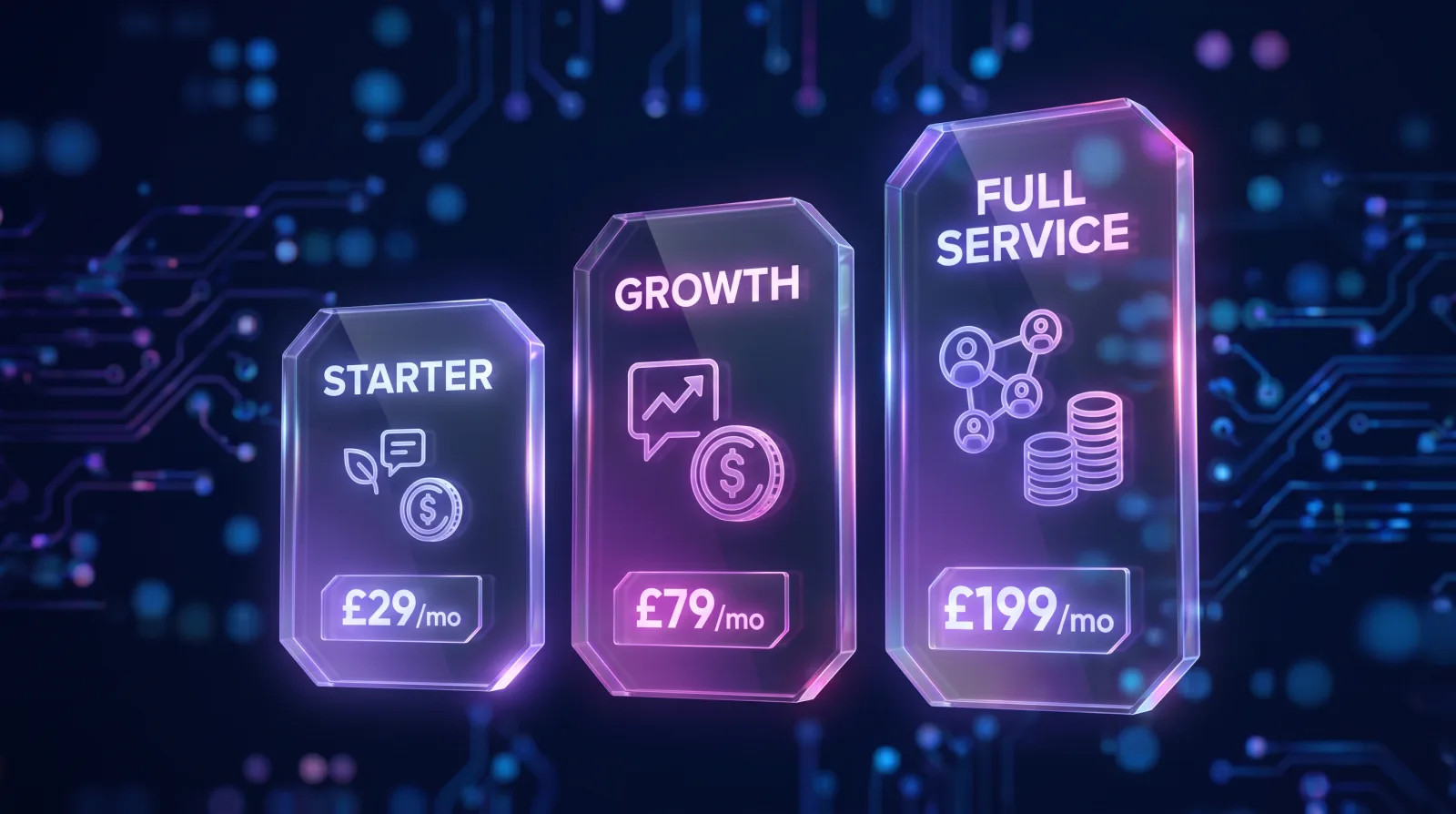 Illustration of social media management pricing tiers