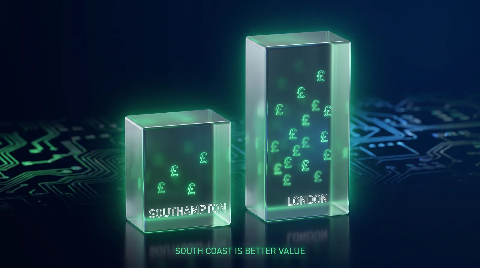 Illustration comparing Southampton and London SEO costs