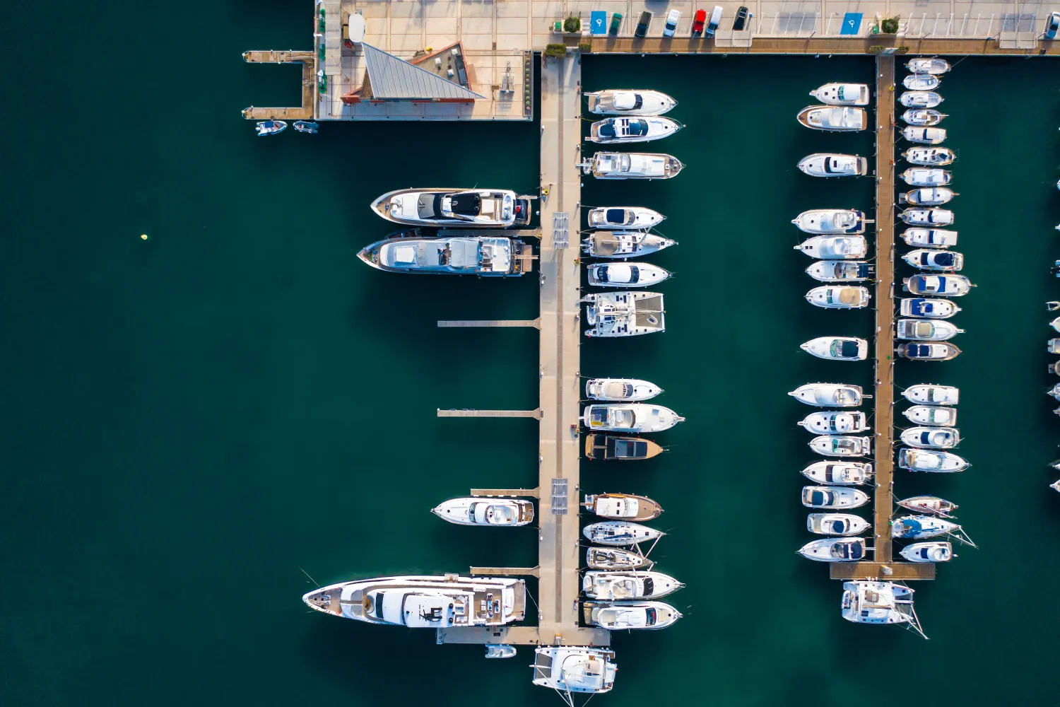 Aerial view of a south-coast harbour marina