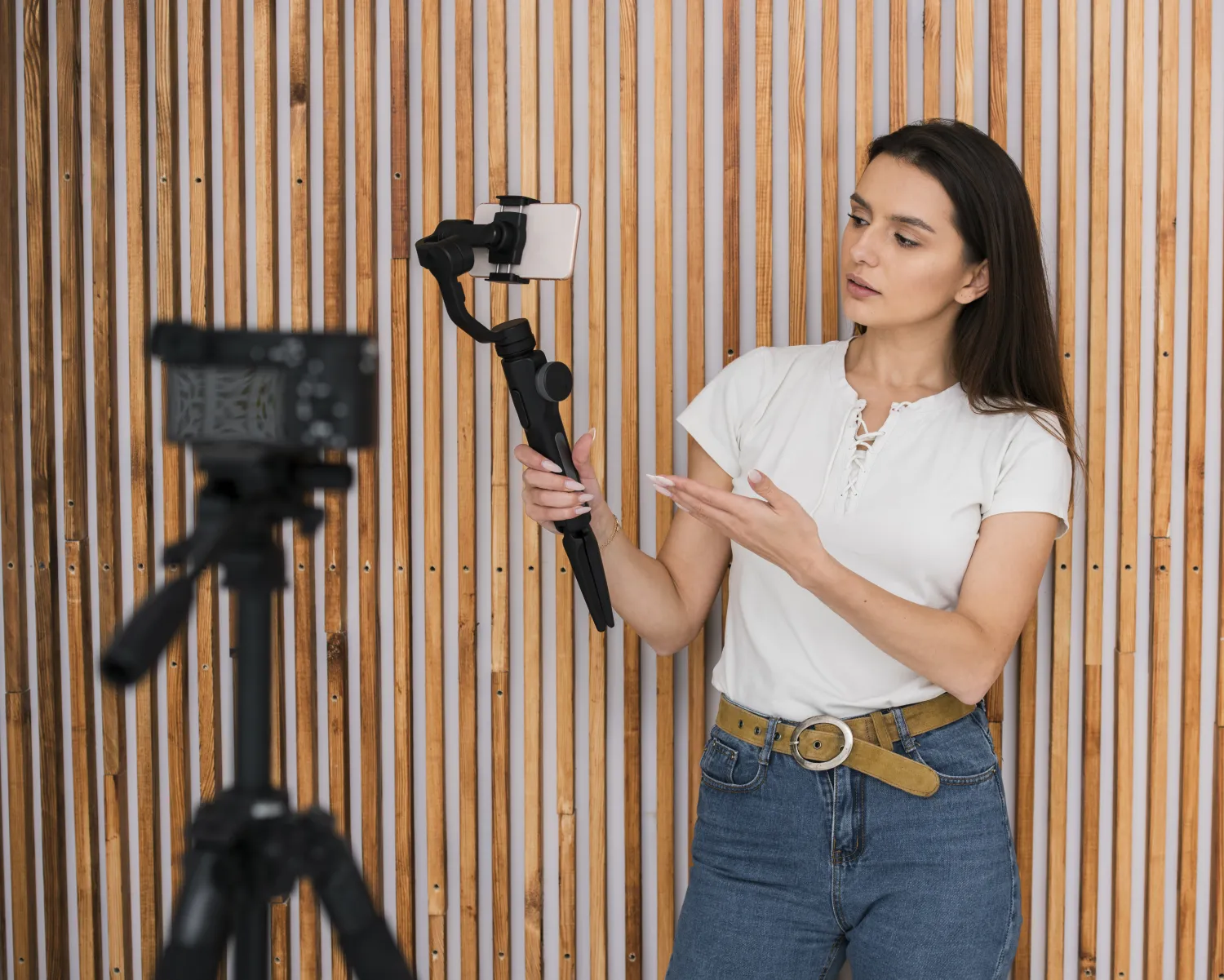 Person recording a short-form video
