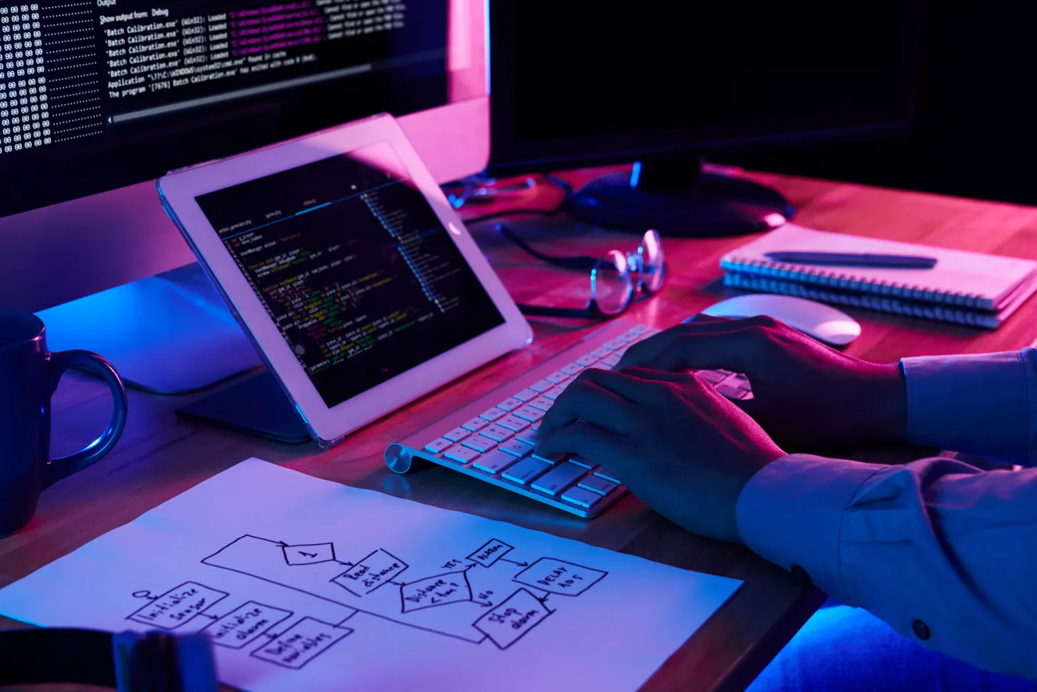 Developer working on website code