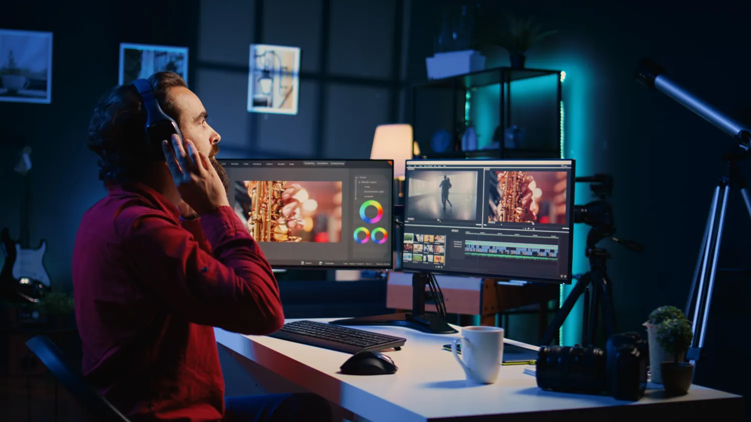 Editor working on video footage