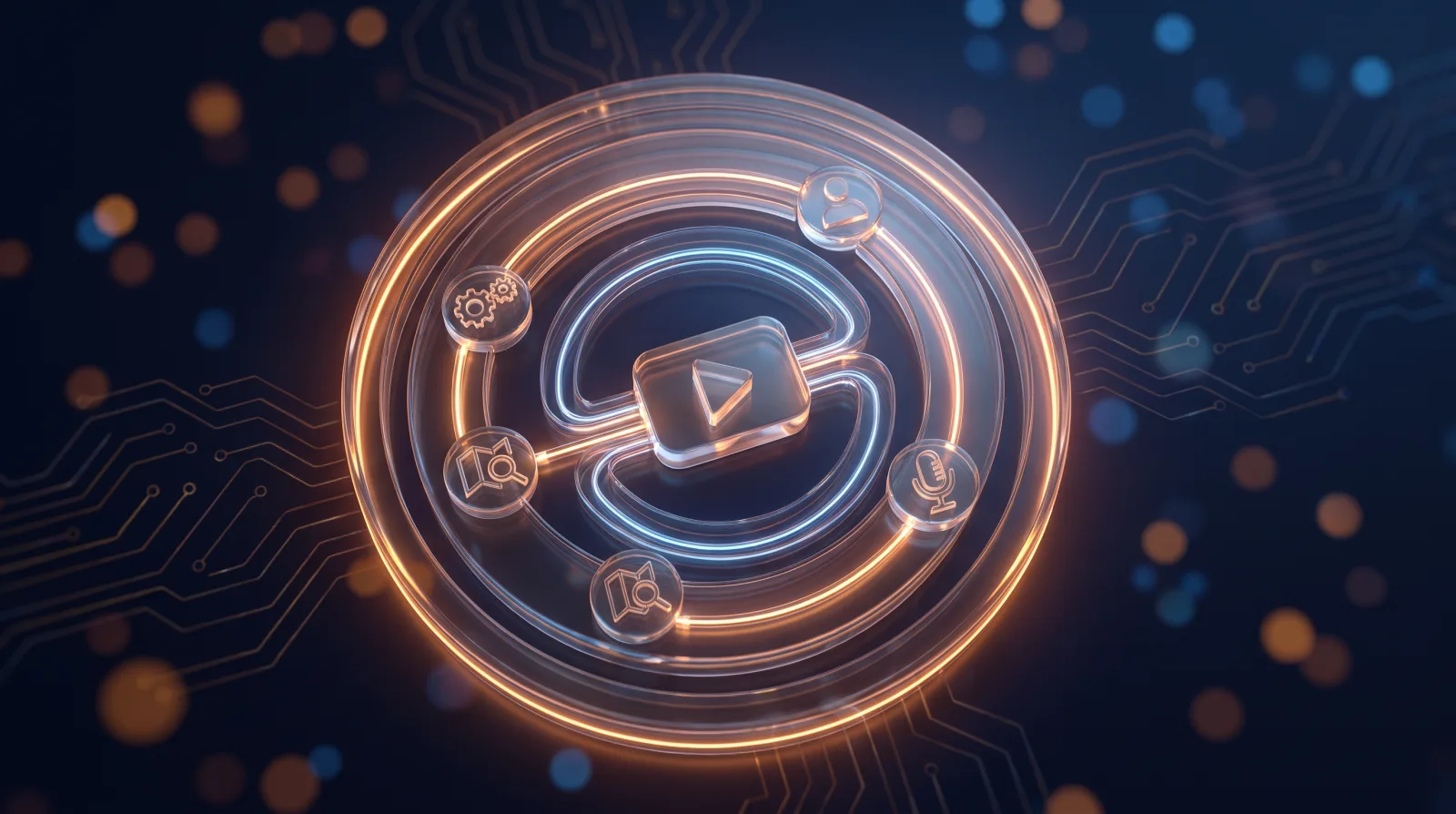 Illustration of YouTube ad audience targeting rings around a video play button